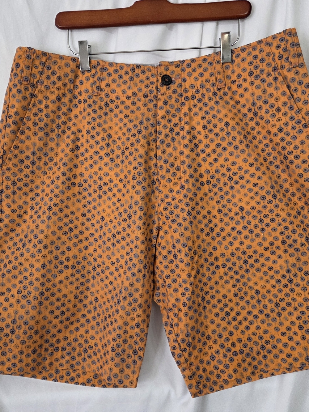 Old Bull Lee  Orange Printed Flat Front Cotton Shorts Size 38
